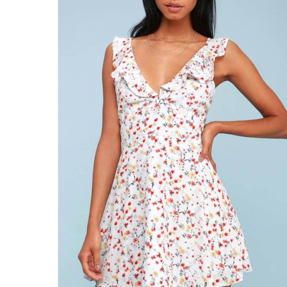 By the Bouq Light Blue Floral Print Skater Dress